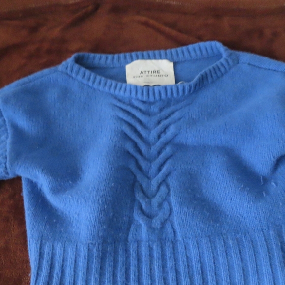 ATTIRE THE STUDIO Sweater Womens S Wool Crop Cableknit Chunky blue - Picture 2 of 5